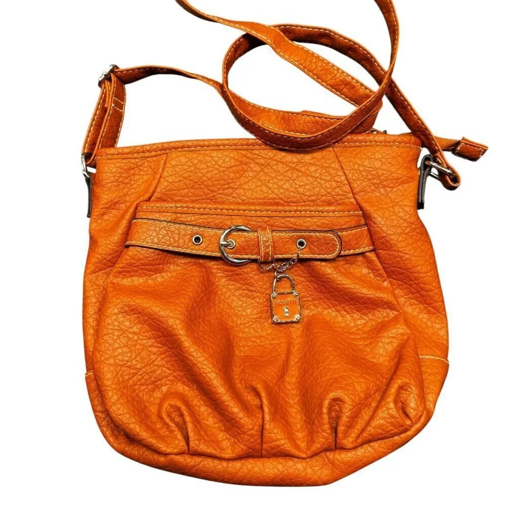 Vintage Rosetti Orange Leather Crossbody Bag